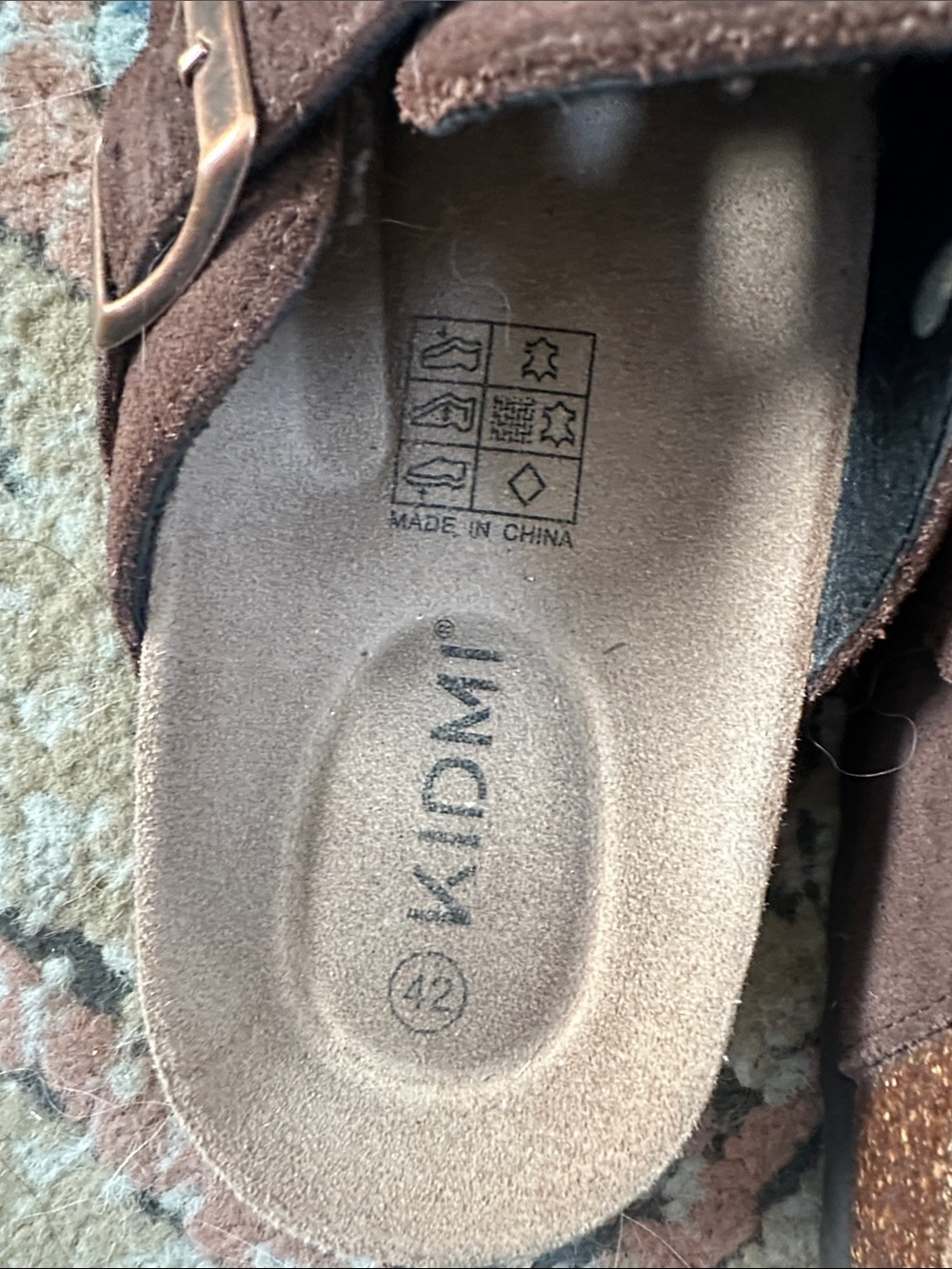 Brown Suede Slip-On Mules with Adjustable Buckle - Picture 2 of 4